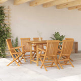 Garden Dining Set 7 pcs Brown Solid teak wood - Top-Down View