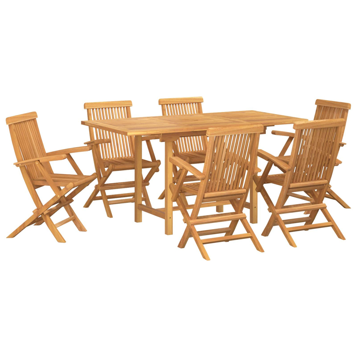 Garden Dining Set 7 pcs Brown Solid teak wood