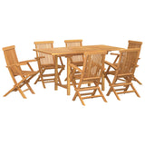Garden Dining Set 7 pcs Brown Solid teak wood