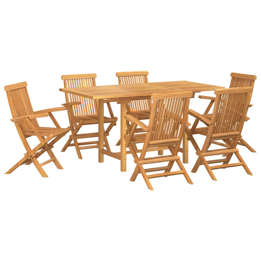 Garden Dining Set 7 pcs Brown Solid teak wood