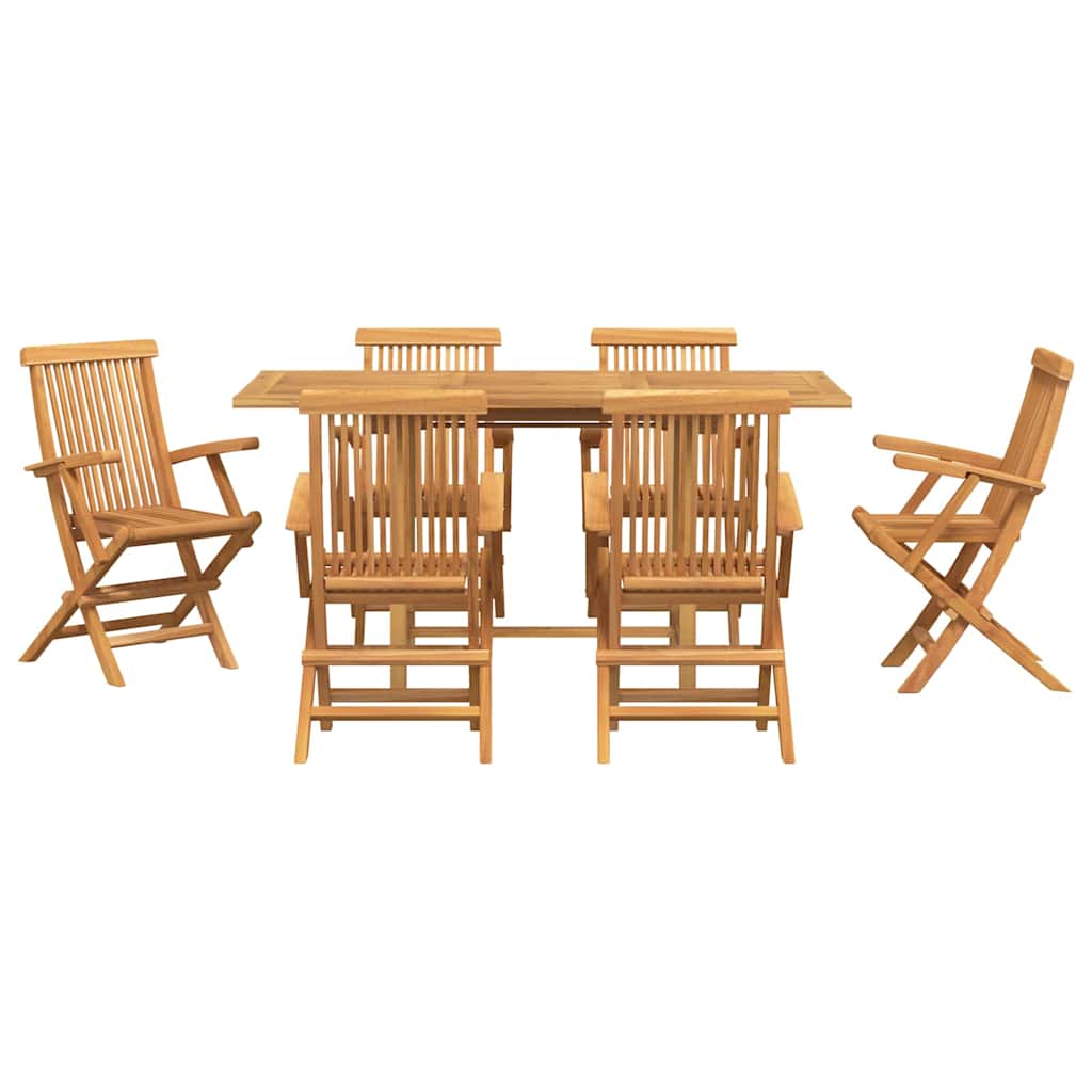 Garden Dining Set 7 pcs Brown Solid teak wood
