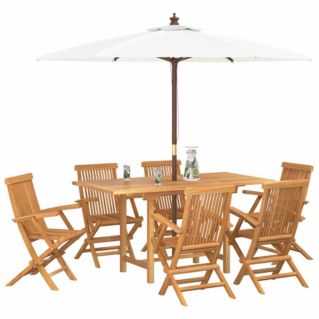 Garden Dining Set 7 pcs Brown Solid teak wood