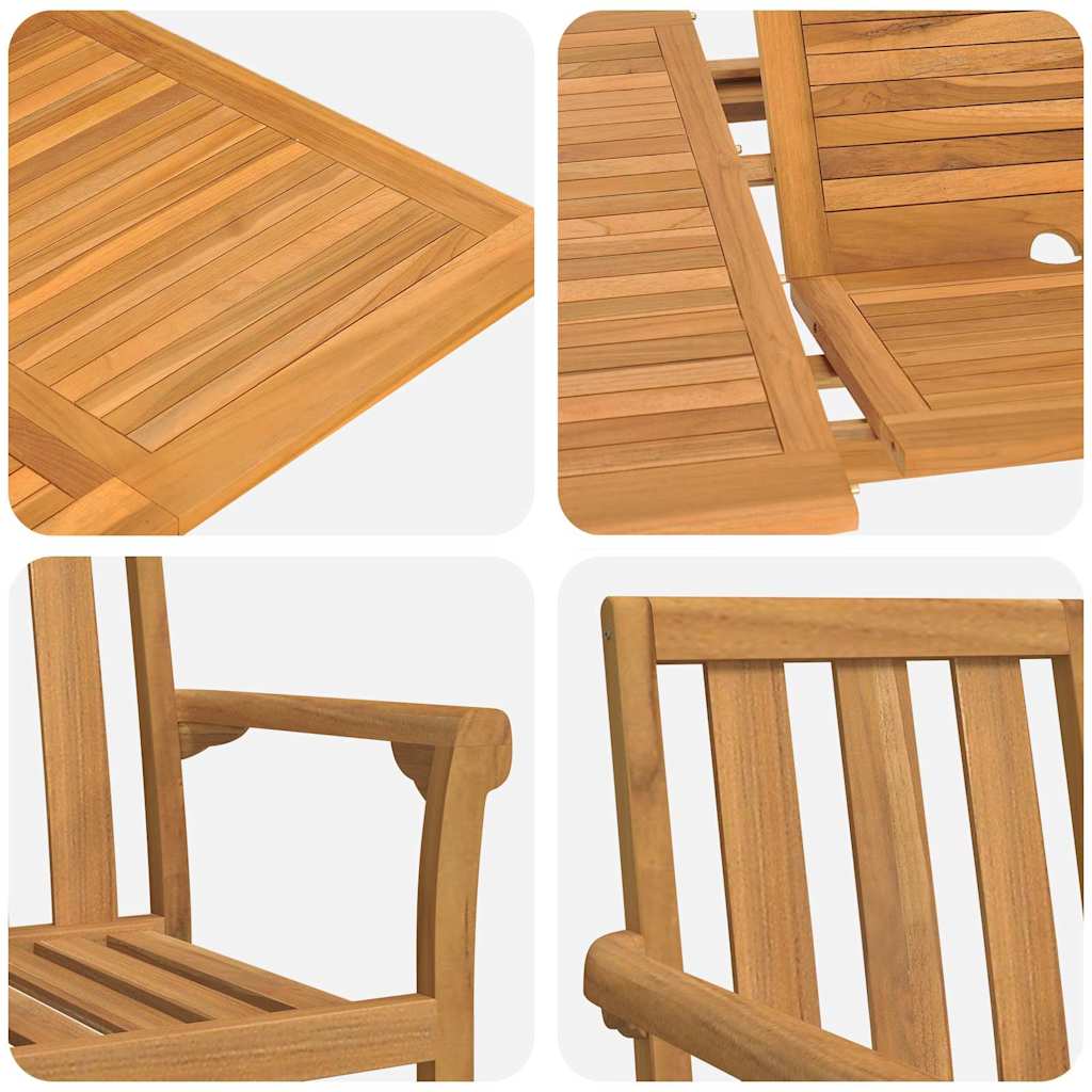Garden Dining Set 5 pcs Brown 160 x 80 x 75 cm Solid teak wood
