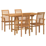 Garden Dining Set 5 pcs Brown Solid teak wood