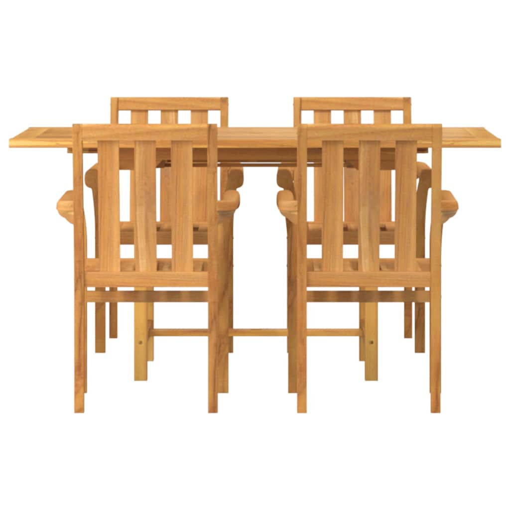Garden Dining Set 5 pcs Brown 160 x 80 x 75 cm Solid teak wood