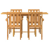 Garden Dining Set 5 pcs Brown 160 x 80 x 75 cm Solid teak wood - Low Angle