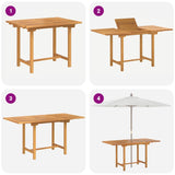 Garden Dining Set 5 pcs Brown 160 x 80 x 75 cm Solid teak wood - Extra Image