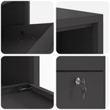 Parcel Drop Box with Storage Black 44 x 22 x 82 cm Steel - Low Angle