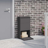 Parcel Drop Box with Storage Black 44 x 22 x 82 cm Steel