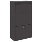 Parcel Drop Box with Storage Black 44 x 22 x 82 cm Steel