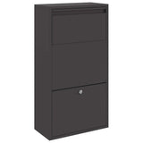Parcel Drop Box with Storage Black 44 x 22 x 82 cm Steel - Front View