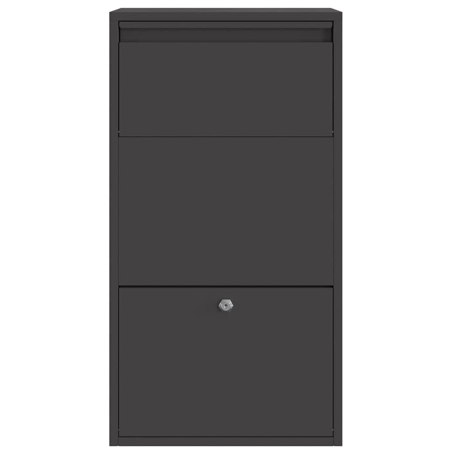 Parcel Drop Box with Storage Black 44 x 22 x 82 cm Steel
