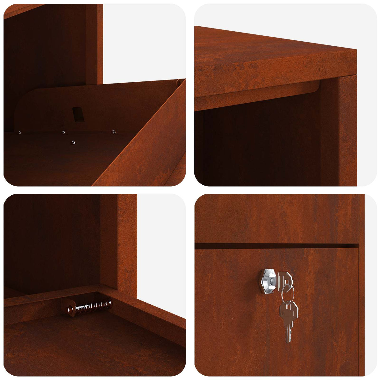 Parcel Drop Box Rusty 44 x 22 x 82 cm Weathering Steel