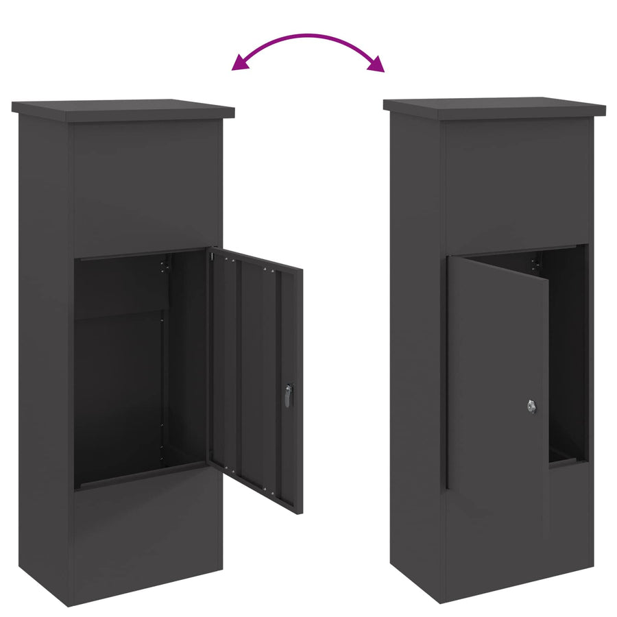 Parcel Drop Box with Storage Black 44,5 x 29 x 110,5 cm Steel