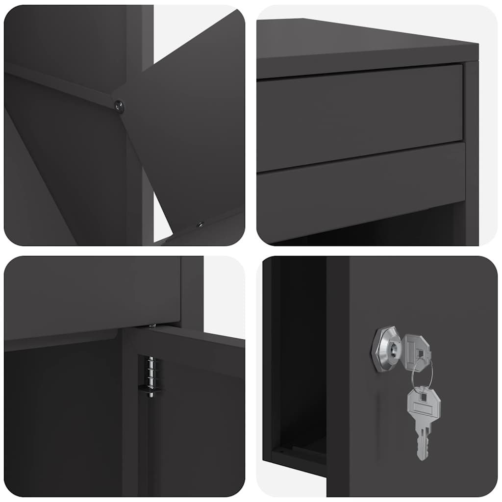 Parcel Drop Box with Storage Black 41 x 38 x 103 cm Steel