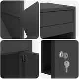Parcel Drop Box with Storage Black 41 x 38 x 103 cm Steel - Low Angle