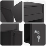 Parcel Drop Box with Storage Black 41 x 38 x 103 cm Steel - Low Angle