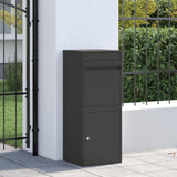 Parcel Drop Box with Storage Black 41 x 38 x 103 cm Steel - Side View