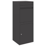 Parcel Drop Box with Storage Black 41 x 38 x 103 cm Steel - Front View
