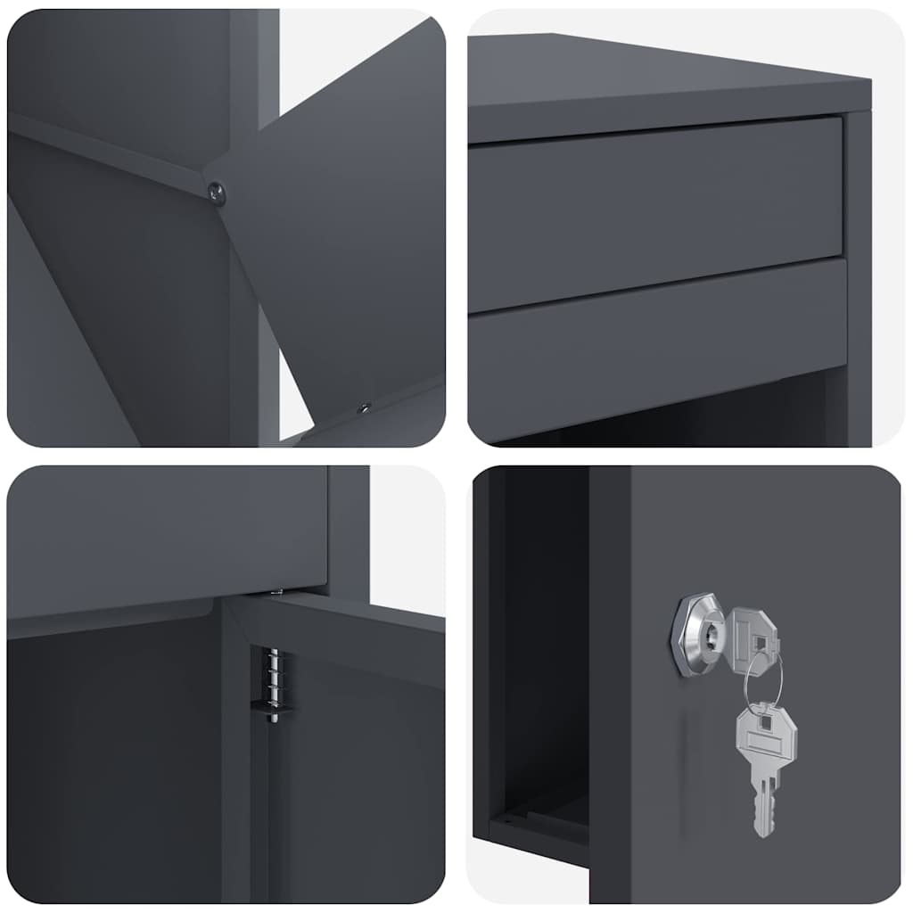Parcel Drop Box with Storage Anthracite 41 x 38 x 103 cm Steel