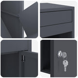 Parcel Drop Box with Storage Anthracite 41 x 38 x 103 cm Steel - Low Angle