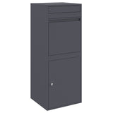 Parcel Drop Box with Storage Anthracite 41 x 38 x 103 cm Steel - Front View
