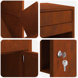 Parcel Drop Box Rusty 41 x 38 x 103 cm Weathering Steel - Extra Image