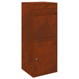 Parcel Drop Box Rusty 41 x 38 x 103 cm Weathering Steel - Front View
