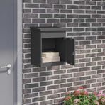 Parcel Drop Box with Storage Black 47.5 x 38 x 59 cm Steel