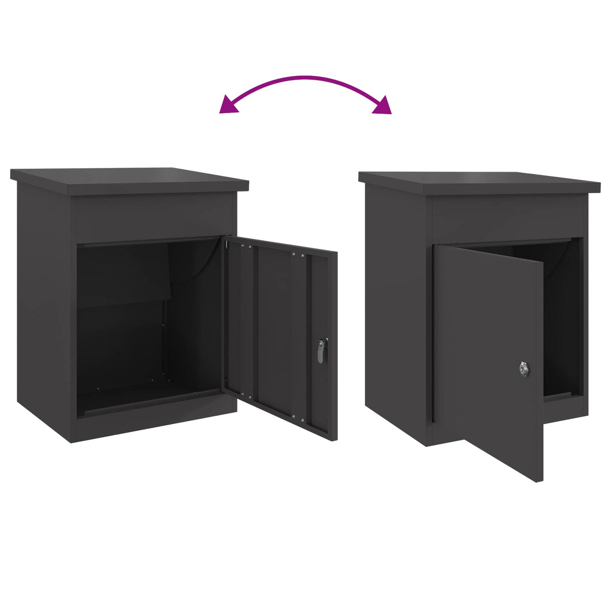 Parcel Drop Box with Storage Black 47.5 x 38 x 59 cm Steel