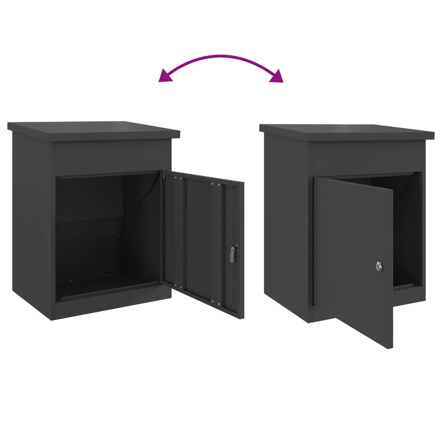 Parcel Drop Box with Storage Black 47.5 x 38 x 59 cm Steel