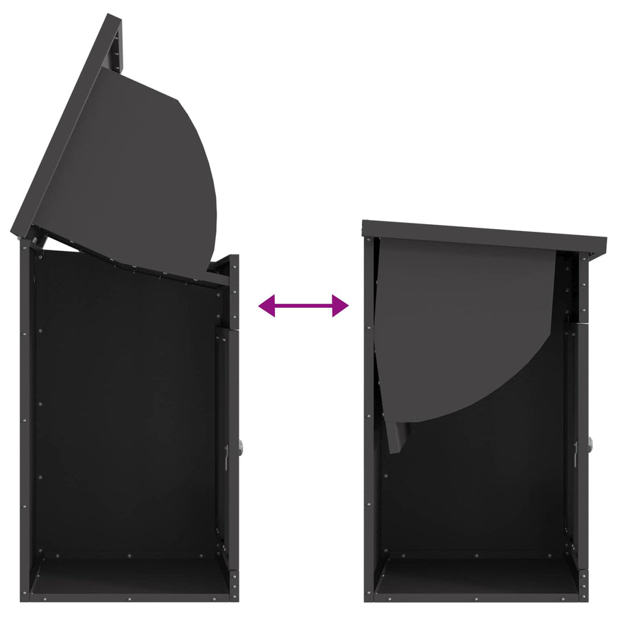 Parcel Drop Box with Storage Black 47.5 x 38 x 59 cm Steel