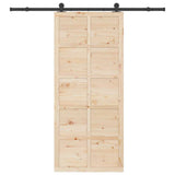 Sliding Door Brown 80 x 208 cm Solid pine wood - Top-Down View