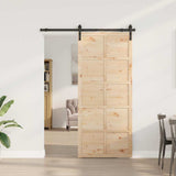 Sliding Door Brown 80 x 208 cm Solid pine wood - Side View