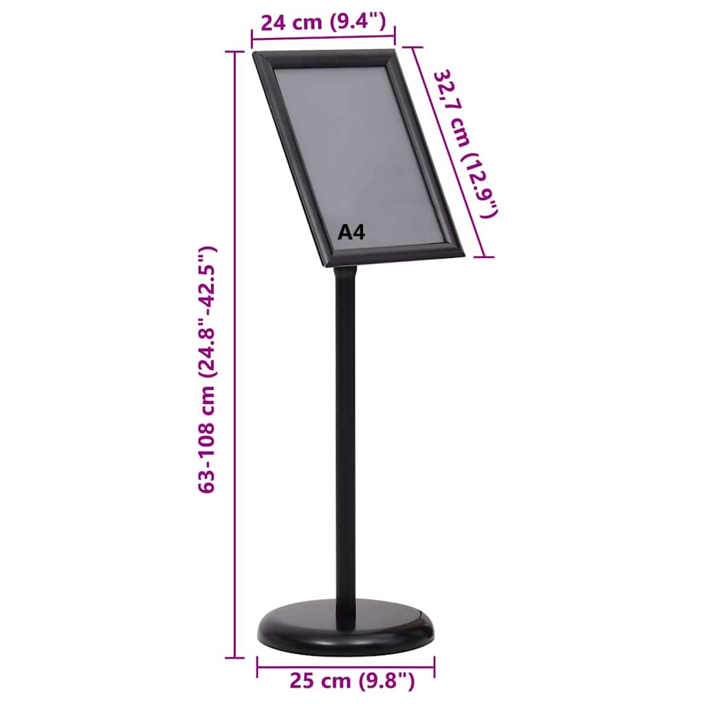 Poster Stands 2 pcs Black 32.5 x 24 x 78 cm Aluminium alloy