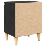 Bedside Cabinet Black Oak 40 x 30 x 50 cm Engineered Wood - Low Angle