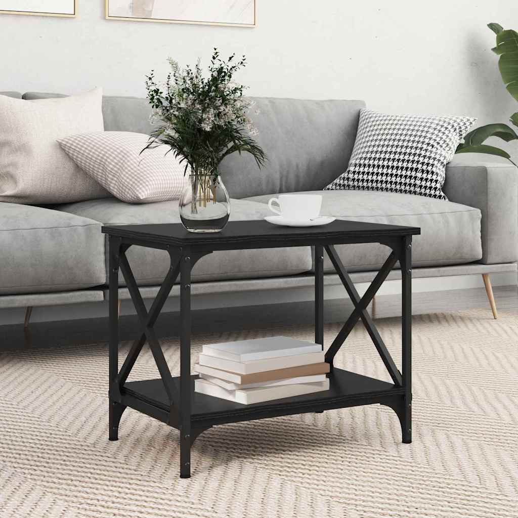 Side Table Black Engineered Wood