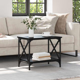 Side Table Black Engineered Wood - Top-Down View