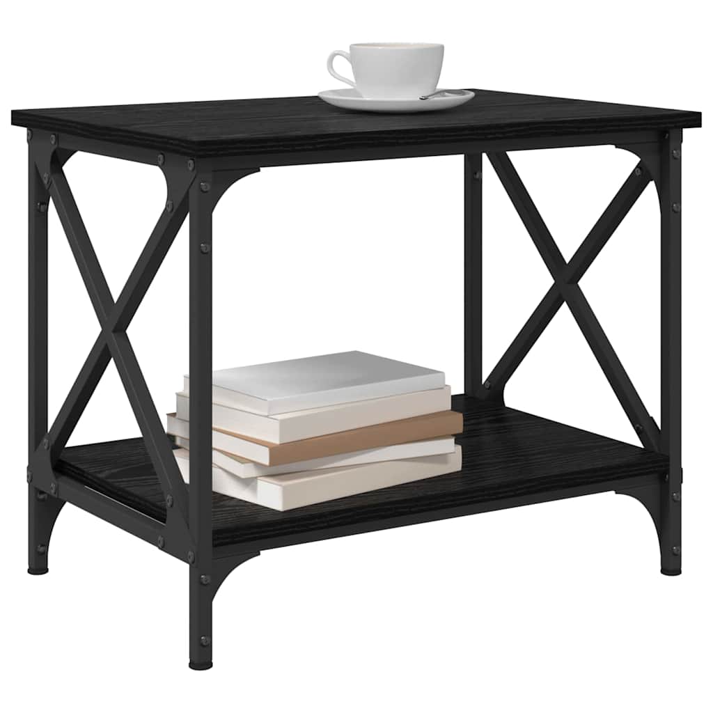 Side Table Black Engineered Wood