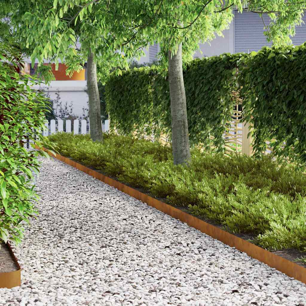 Garden Lawn Edging 4 pcs Rusty 450 x 10 cm Steel