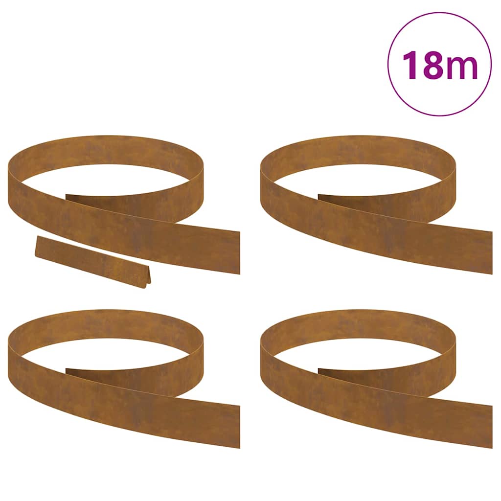 Garden Lawn Edging 4 pcs Rusty 450 x 10 cm Steel