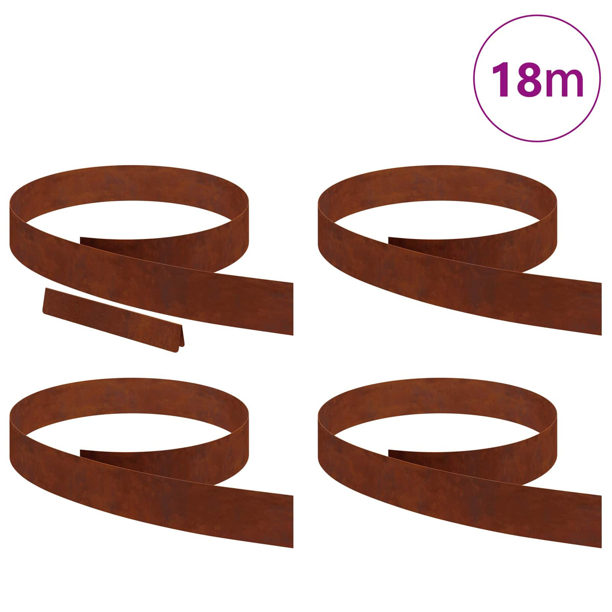 Lawn Edging 4 pcs 450 x 0.05 x 10 cm Weathering Steel Rusty