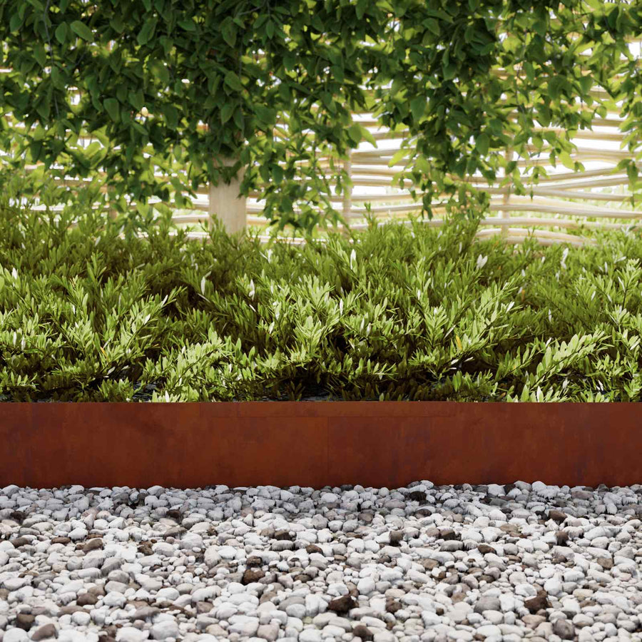 Lawn Edging 4 pcs 450 x 15 cm Weathering Steel Rusty