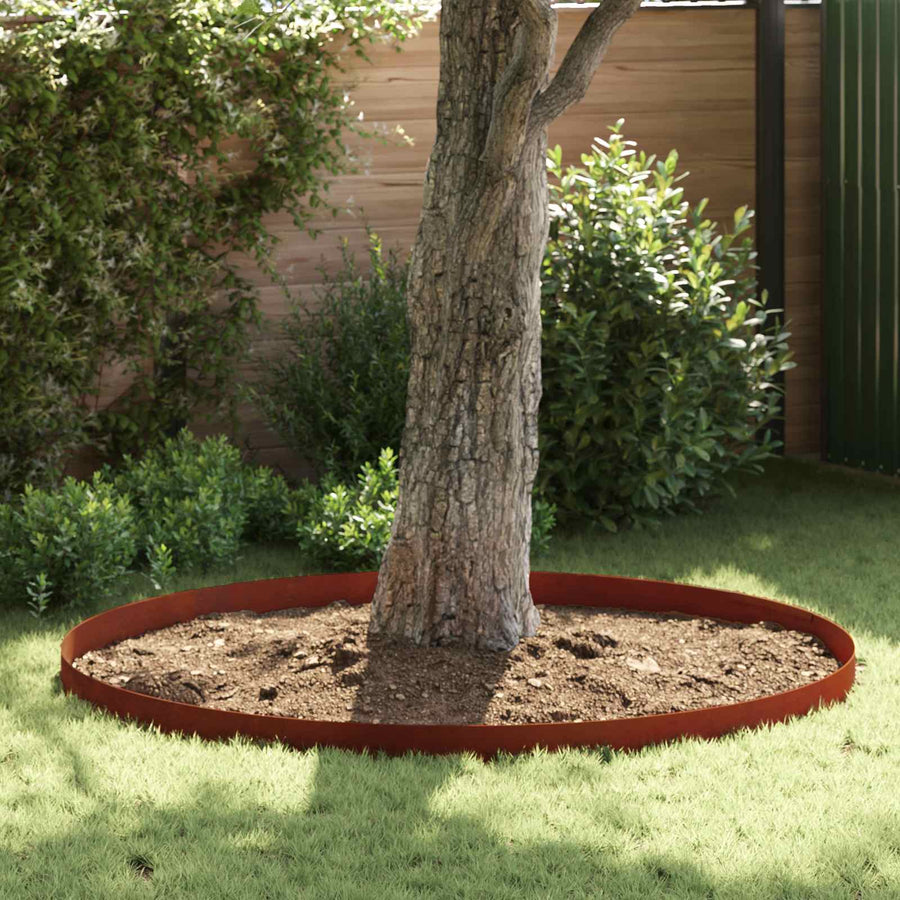 Lawn Edging 4 pcs 450 x 15 cm Weathering Steel Rusty