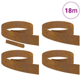 Lawn Edging 4 pcs Rusty 450 x 0.05 x 15 cm Weathering Steel - Side View