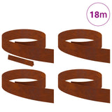 Lawn Edging 4 pcs Rusty 450 x 0.05 x 15 cm Weathering Steel - Side View