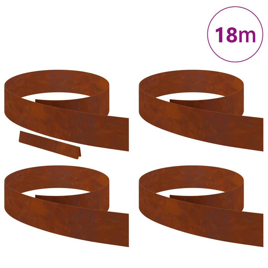 Lawn Edging 4 pcs 450 x 15 cm Weathering Steel Rusty
