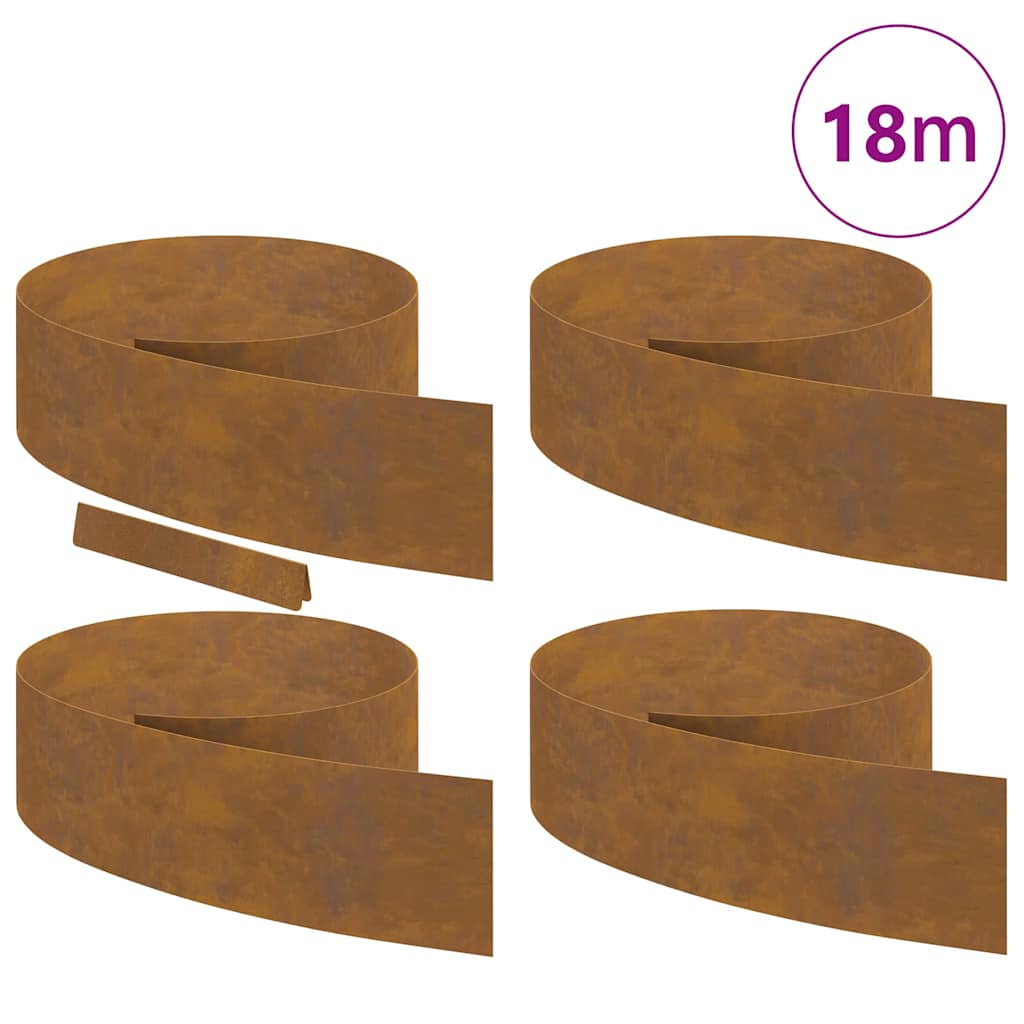 Lawn Edging 4 pcs Rusty 450 x 0.05 x 15 cm Weathering Steel