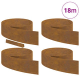 Lawn Edging 4 pcs Rusty 450 x 0.05 x 15 cm Weathering Steel - Side View