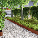 Lawn Edging 4 pcs Rusty 450 x 0.05 x 25 cm Weathering Steel